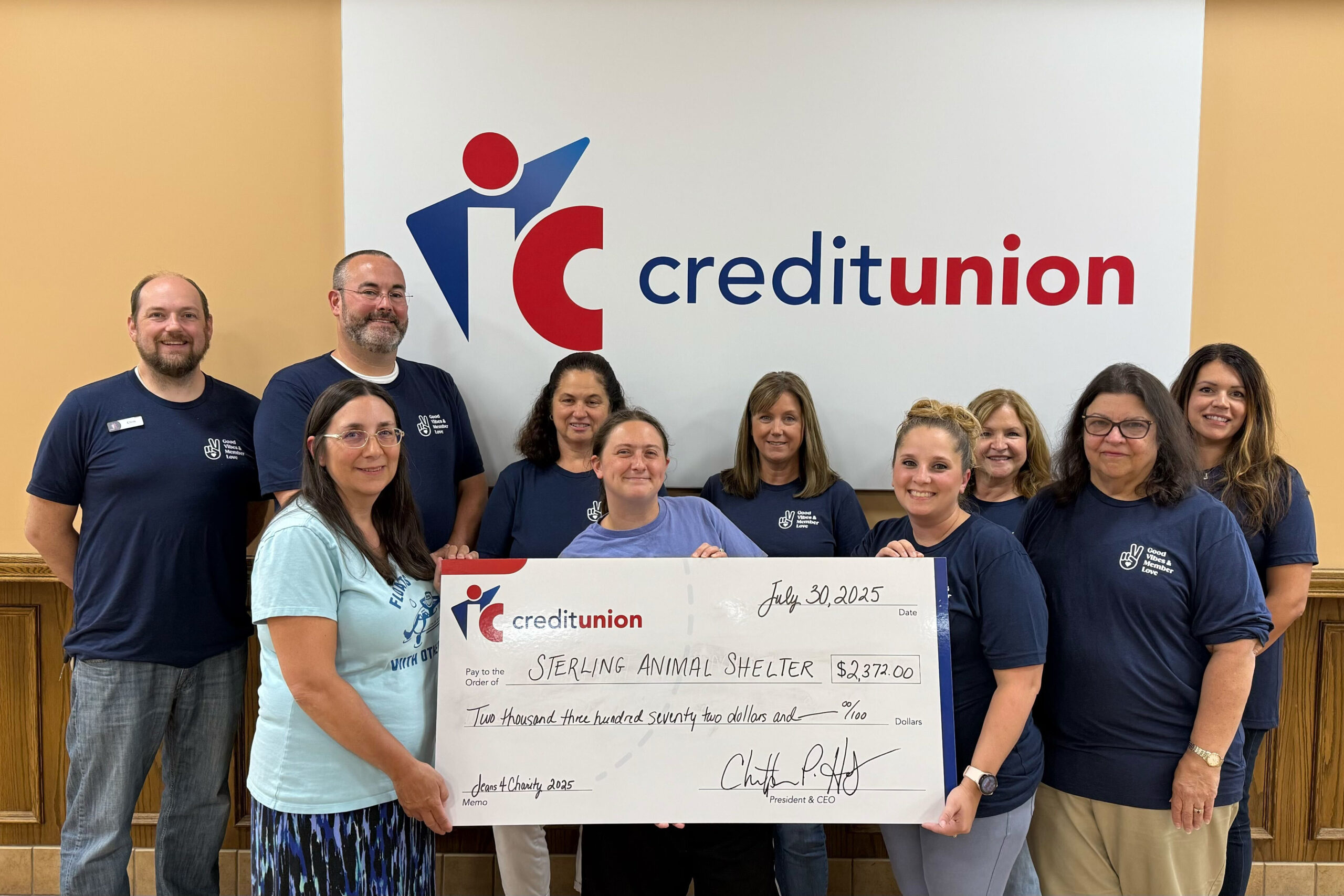IC Credit Union’s Jeans for Charity Program Raises Over $2,000 for Sterling Animal Shelter