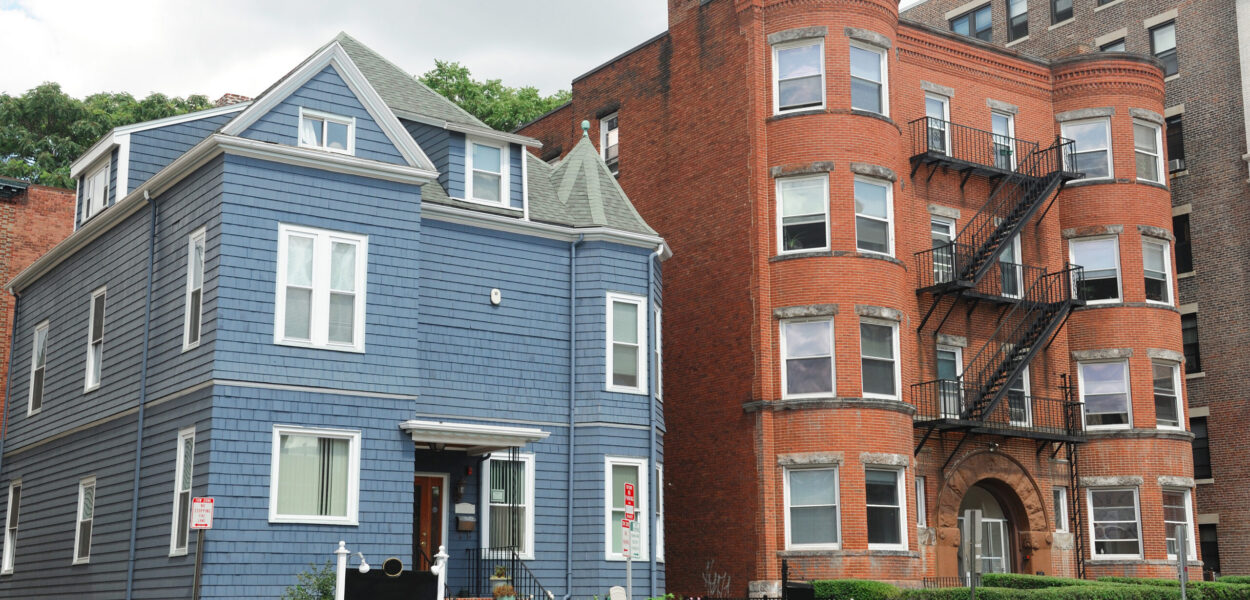 Two apartment buildings in sitting side-by-side